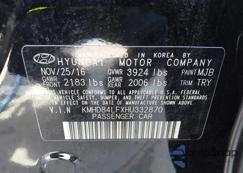 2017 Hyundai Elantra Limited z USA, uszkodzony, nr VIN KMHD84LFXHU332870